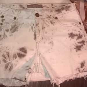 Rock & Republic Black and White Distressed Jean Shorts